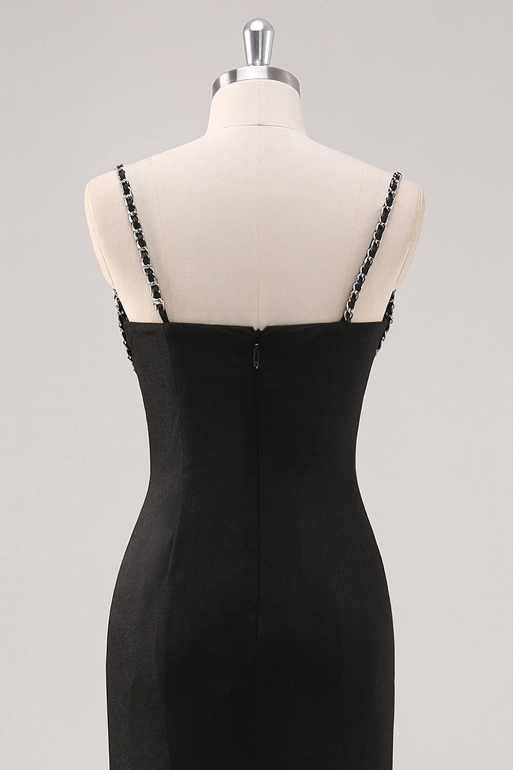 Enkel Svart Spaghetti Straps Slida Formell Klänning