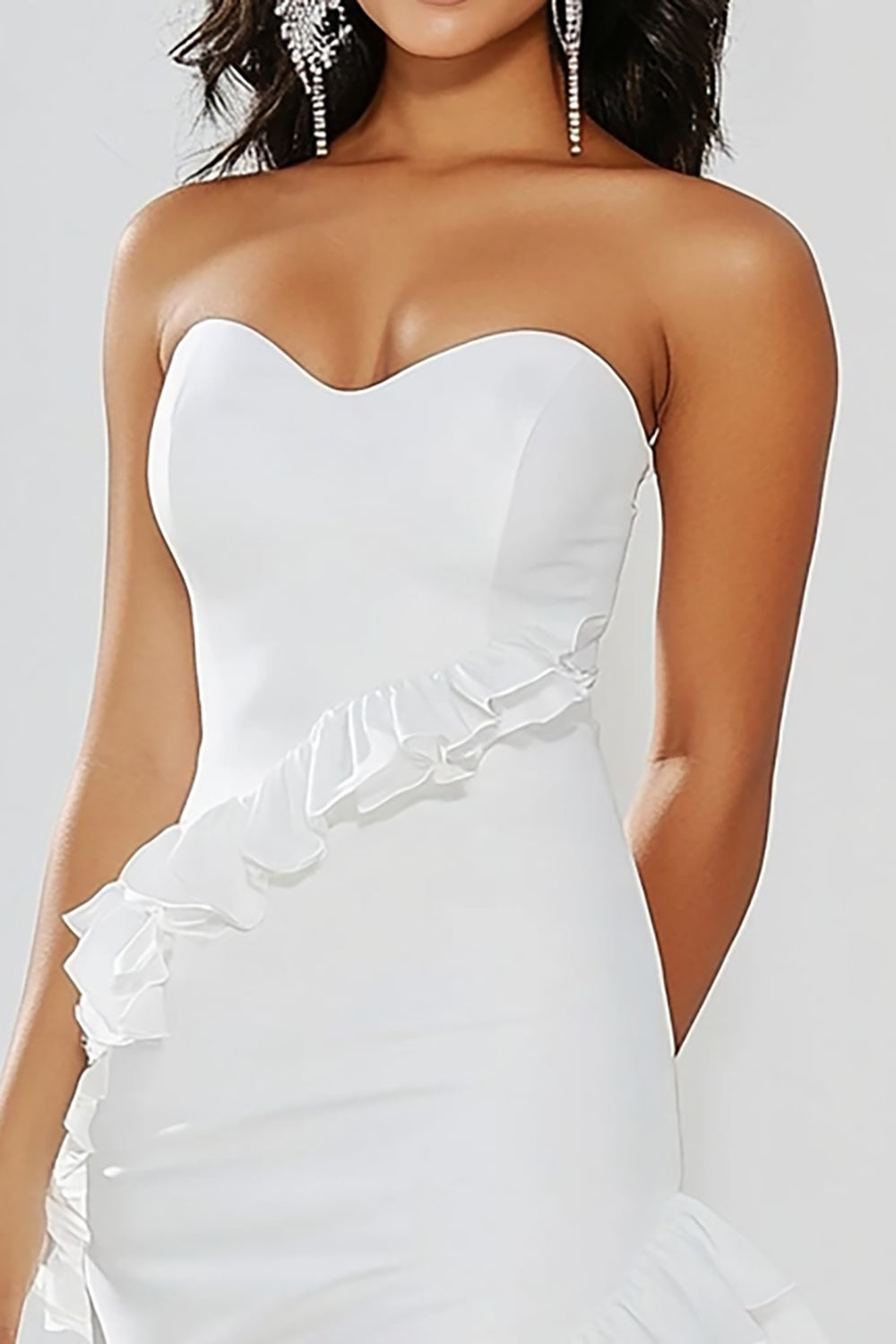 Chic Vit Volang Älskling Bodycon Kort Graduation Klänning