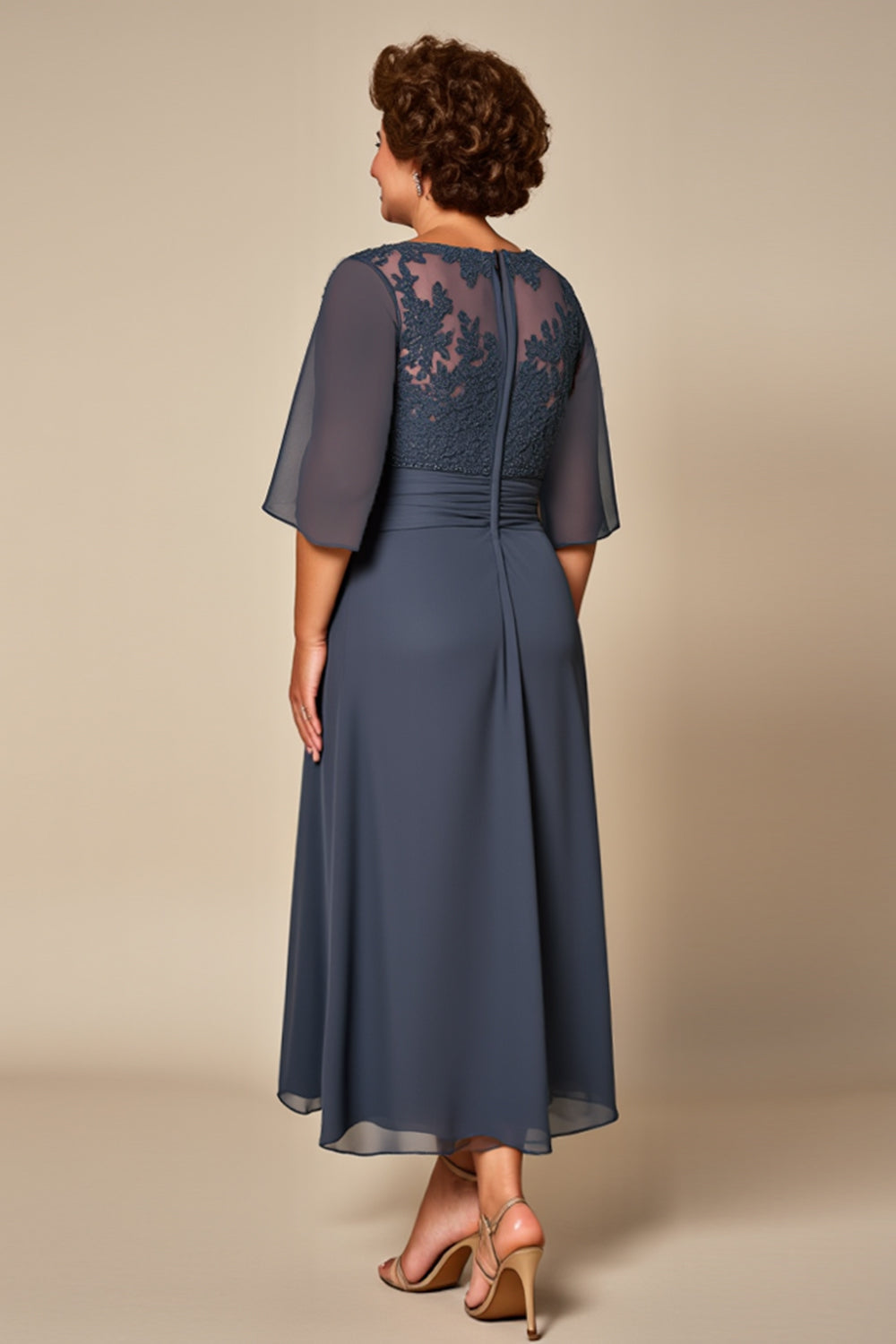 Plus Size Twillght Chiffong A Line Klänning för brudens mor med halva ärmar