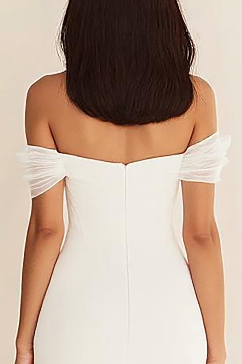 Off the Shoulder Sjöjungfru Vit Lång Bröllopsklänning