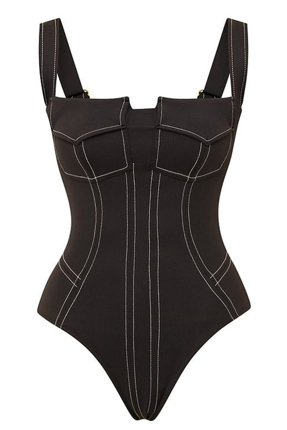Svart Ärmlös One Piece Badkläder med Byxor