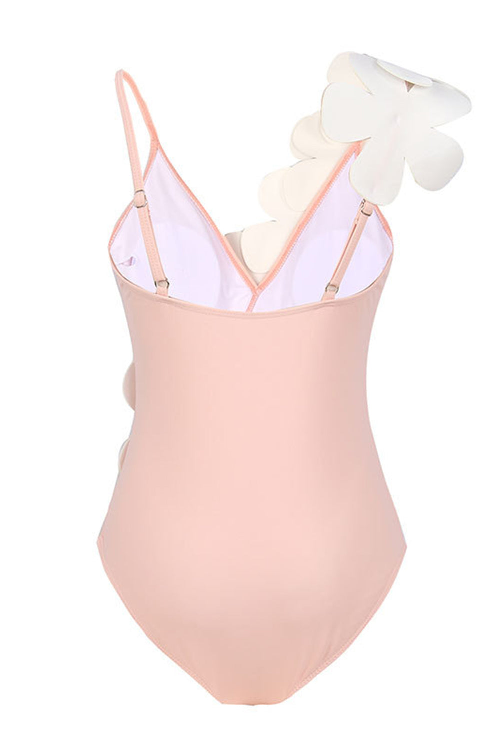 Svart Vit One Piece V Neck Beach Badkläder med 3D Blommor