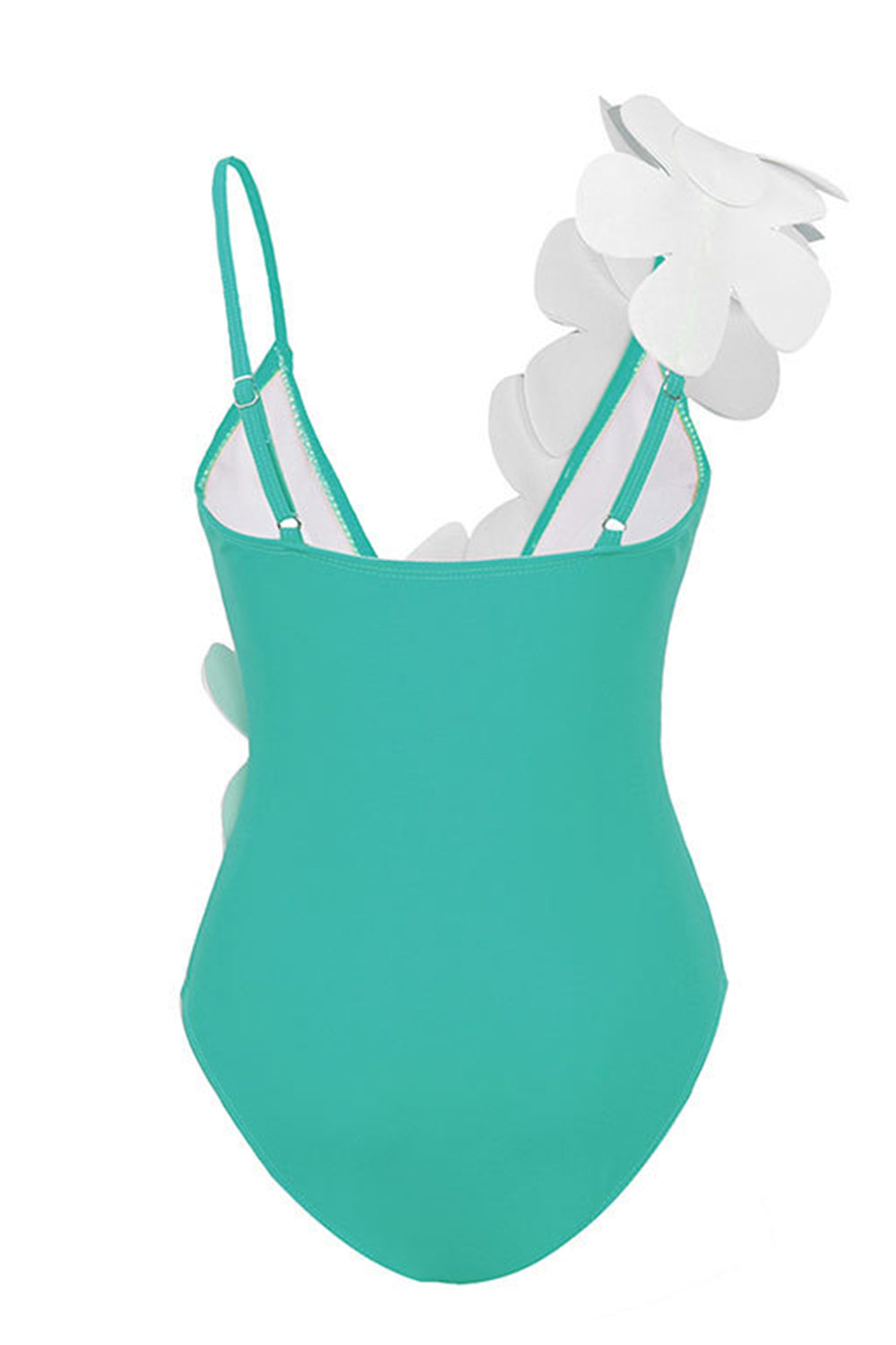 Svart Vit One Piece V Neck Beach Badkläder med 3D Blommor