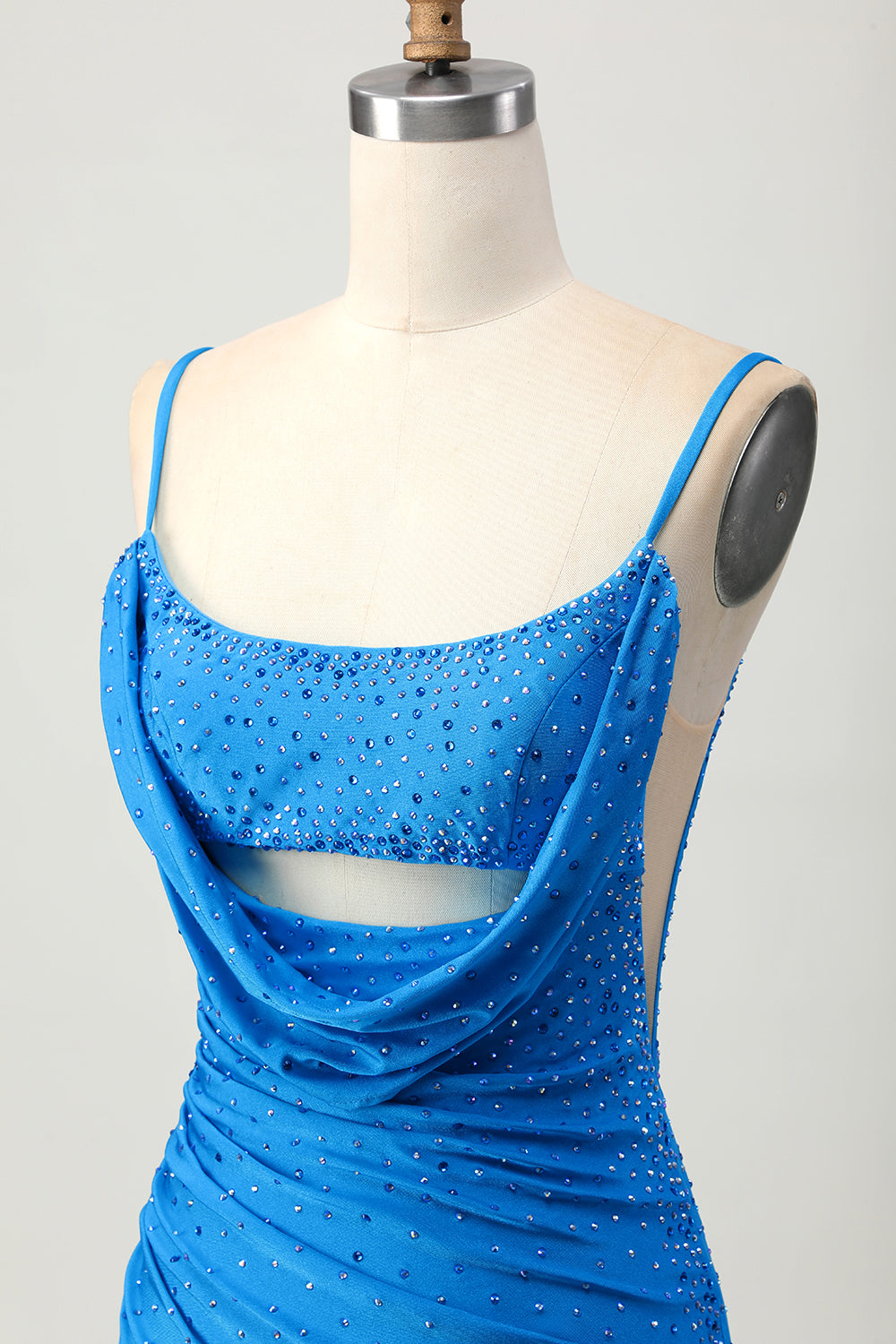 Blå Bodycon Cut Out Kort Homecoming Klänning med Beading