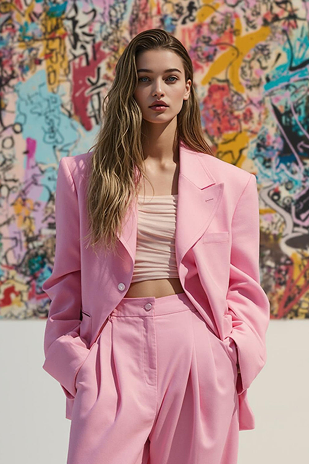 Rosa Peak Kavajslag Satin 2 Piece Kvinnor Bal Kostymer med Fickor