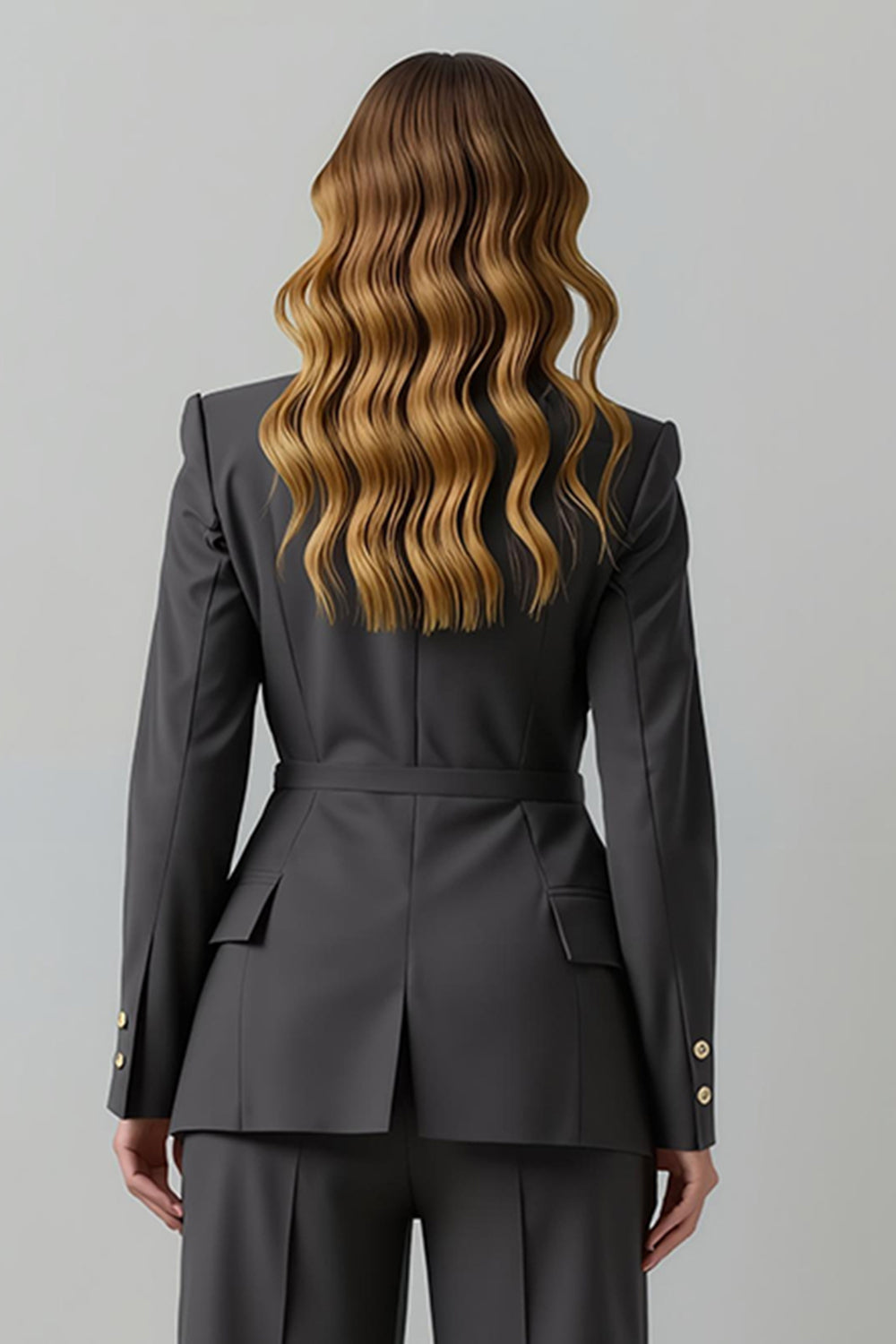 Mörkgrå Peak Kavajslag 2 delar Dubbelknäppta Business Kostymer