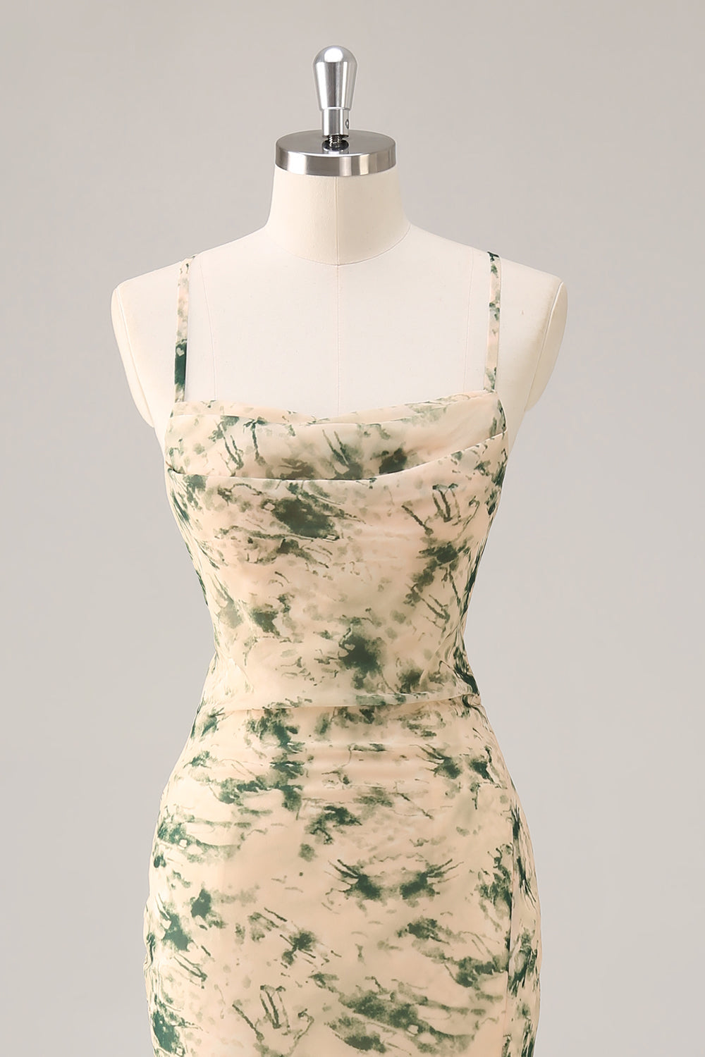 Champagne Blomma Sjöjungfru Brudtärna Klänning med Slits