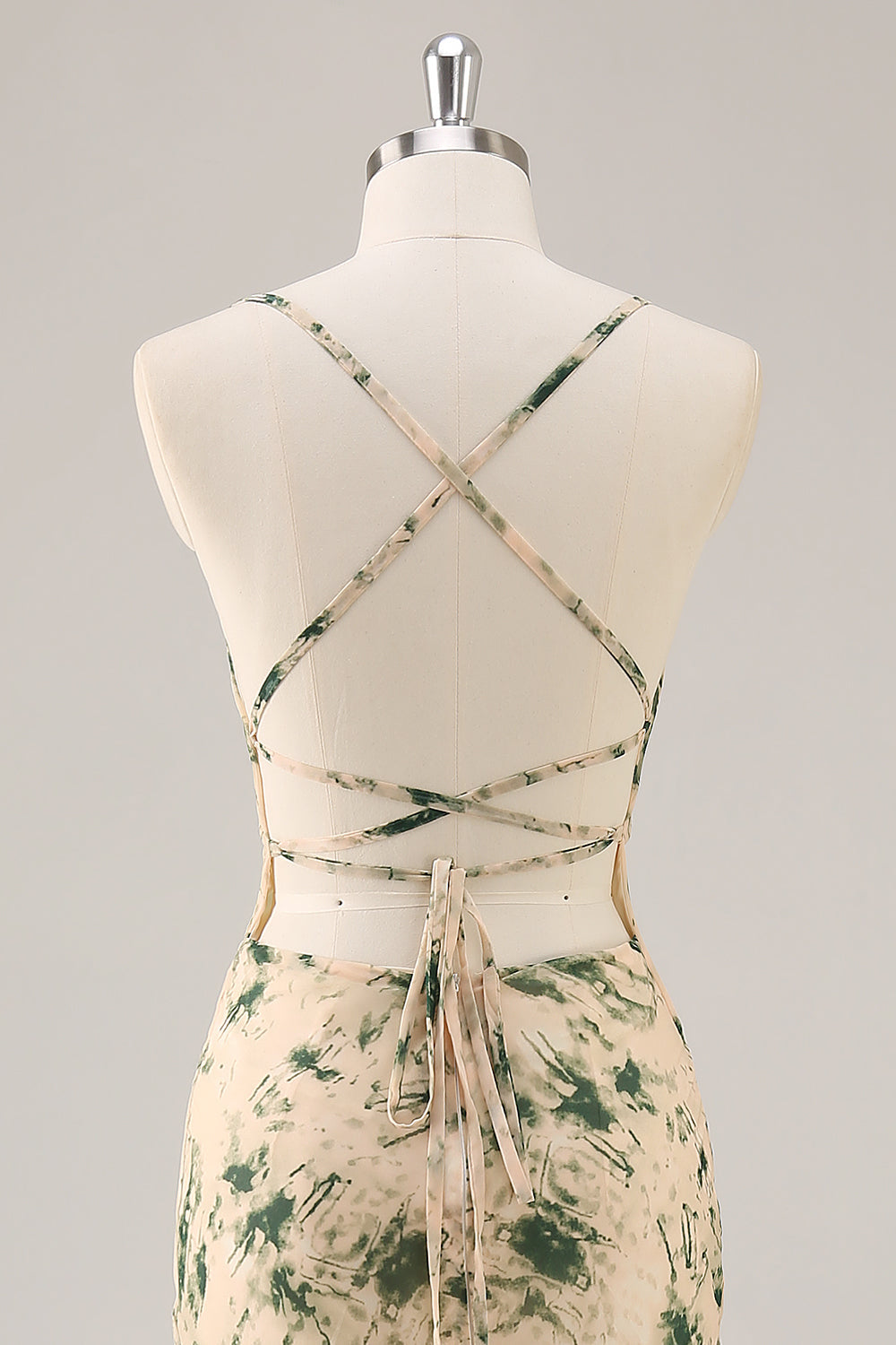 Champagne Blomma Sjöjungfru Brudtärna Klänning med Slits