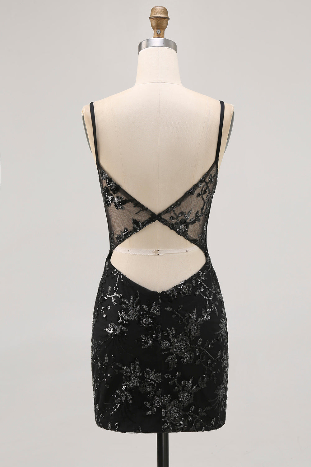 Mörkgrön Bodycon Rygglös Sheer Korsett Kort Balklänning med Paljetter
