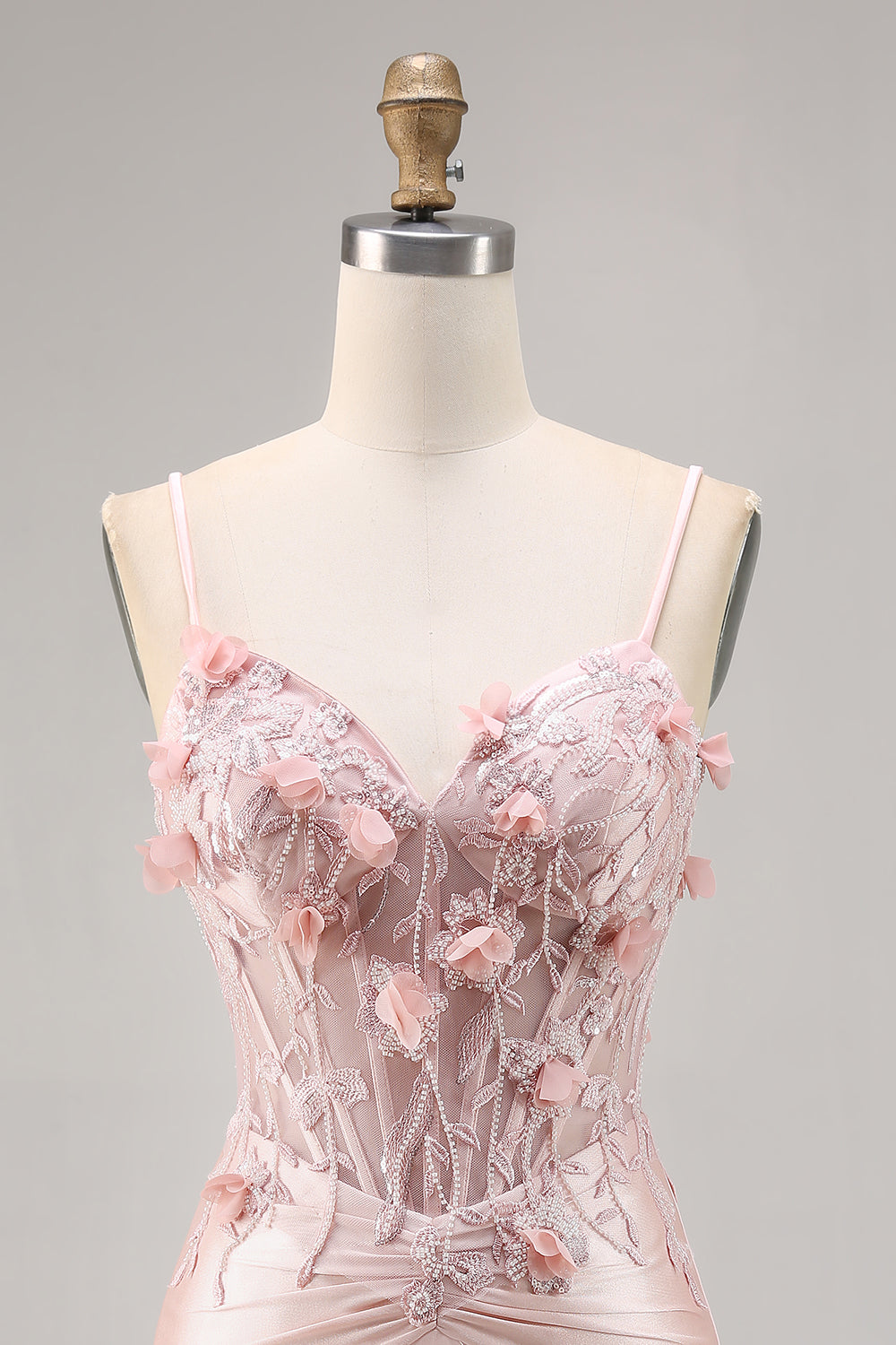 Rosa Satin Korsett Bodycon Homecoming Klänning med Appliques