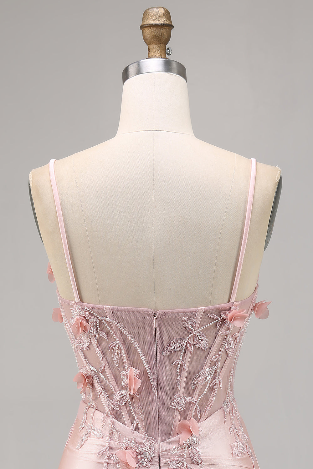 Rosa Satin Korsett Bodycon Homecoming Klänning med Appliques