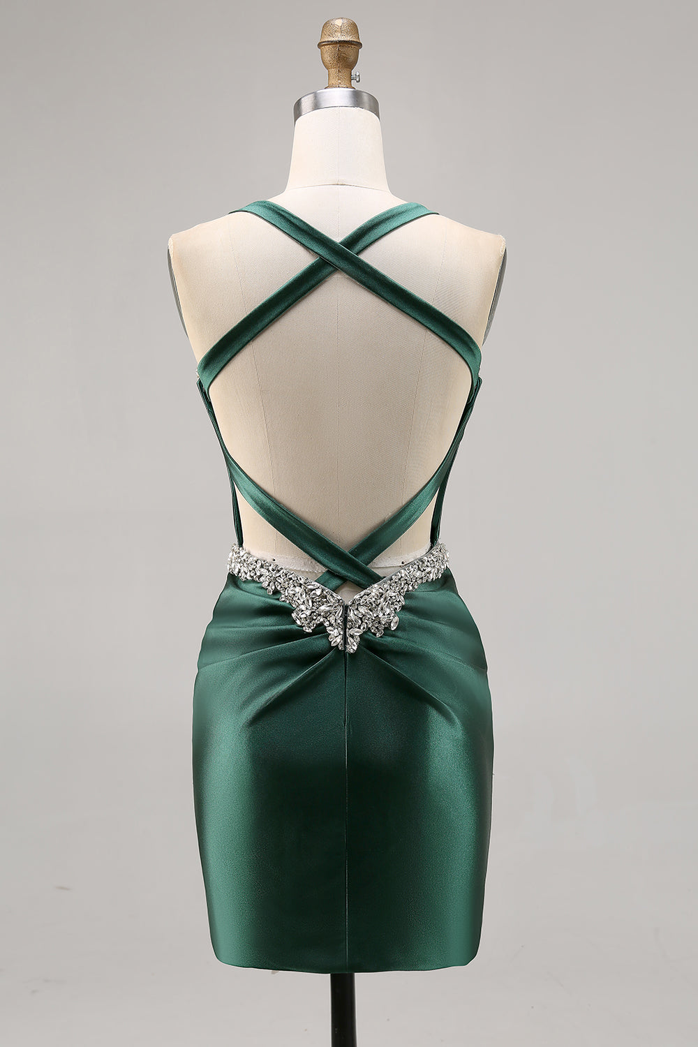Korsett Satin Bodycon Mörkgrön Homecoming Klänning