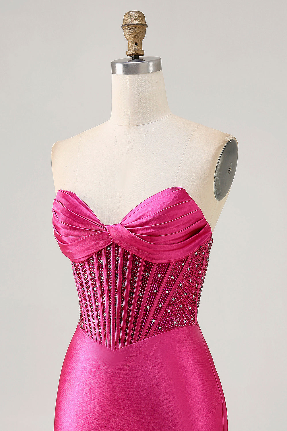 Glittrande Fuchsia Korsett Tight Satin Kort Homecoming Klänning