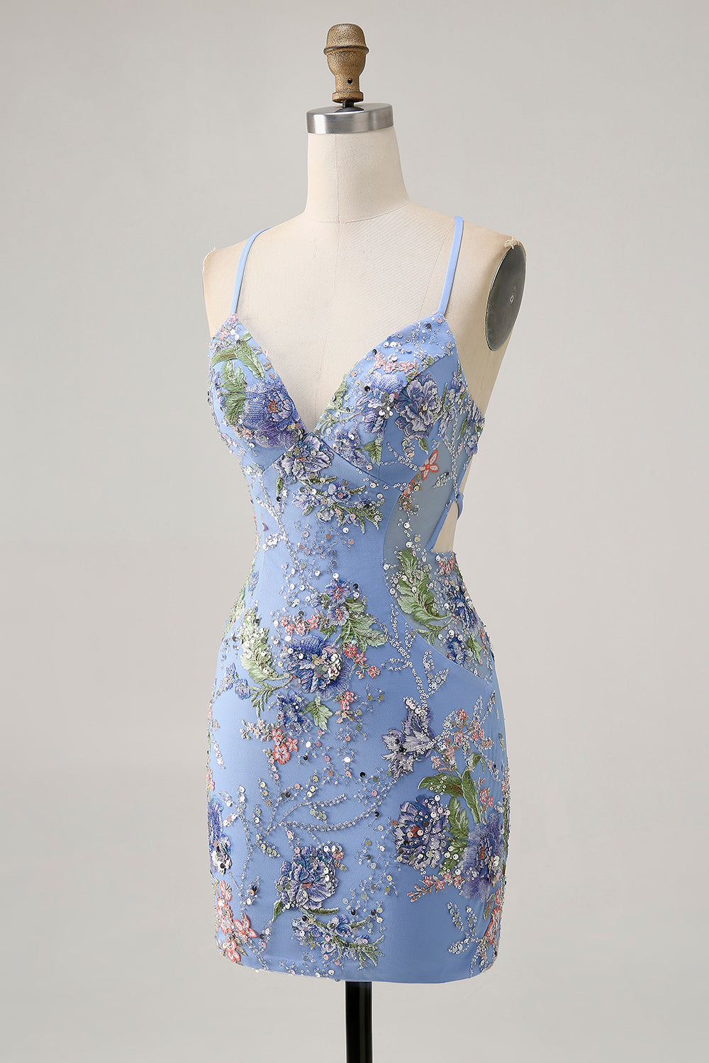Svart Bodycon Kort Blommig Kort Balklänning med Paljetter