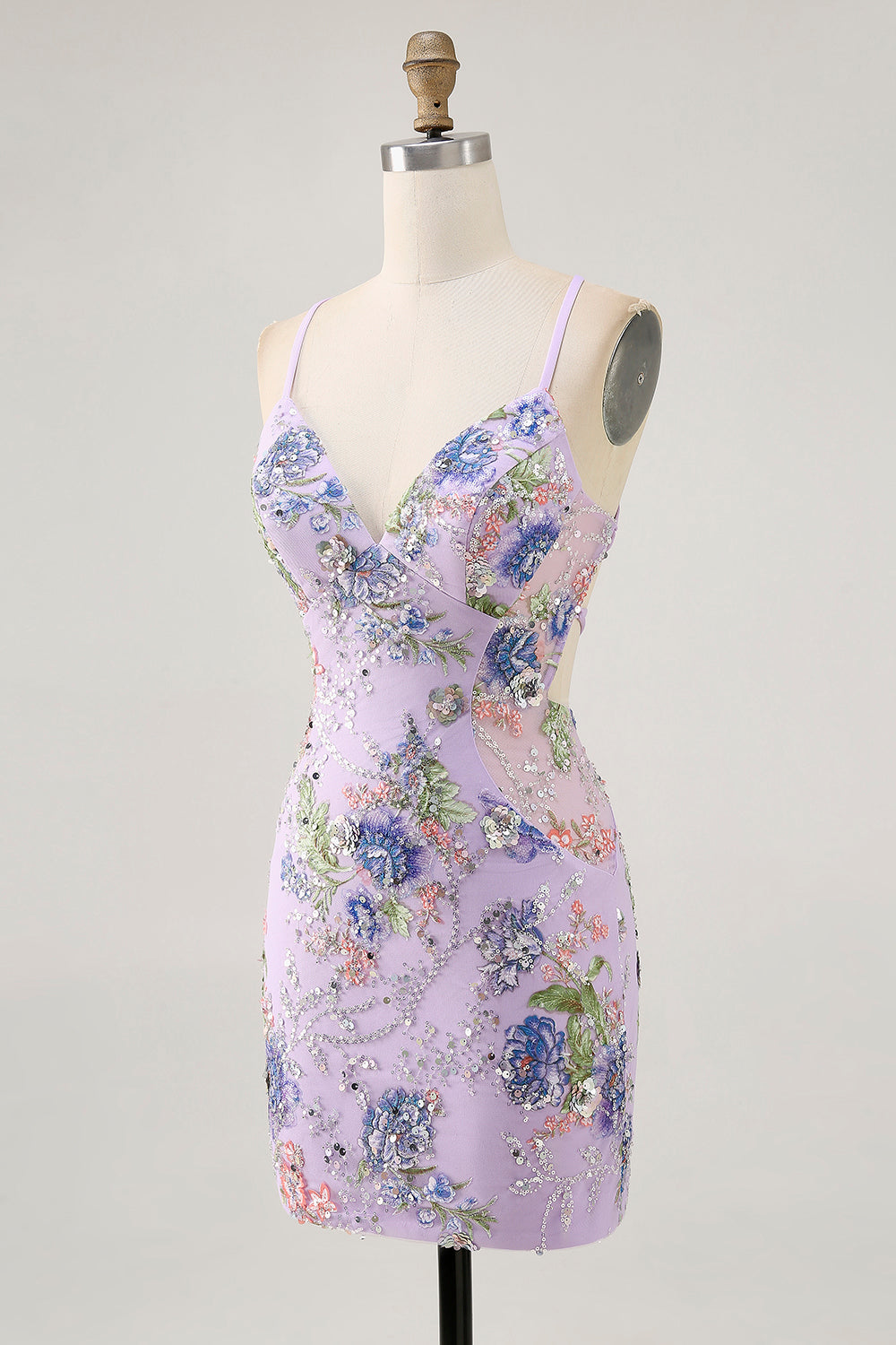 Svart Bodycon Kort Blommig Kort Balklänning med Paljetter
