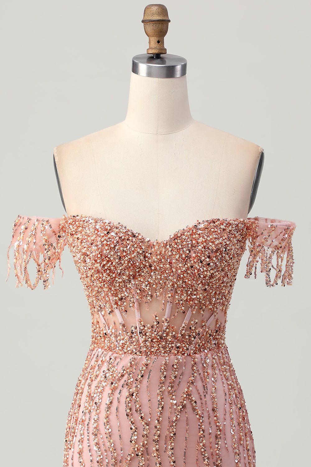 Dusty Rose Bodycon Off The Shoulder Korsett Kort Homecoming Klänning med Beading