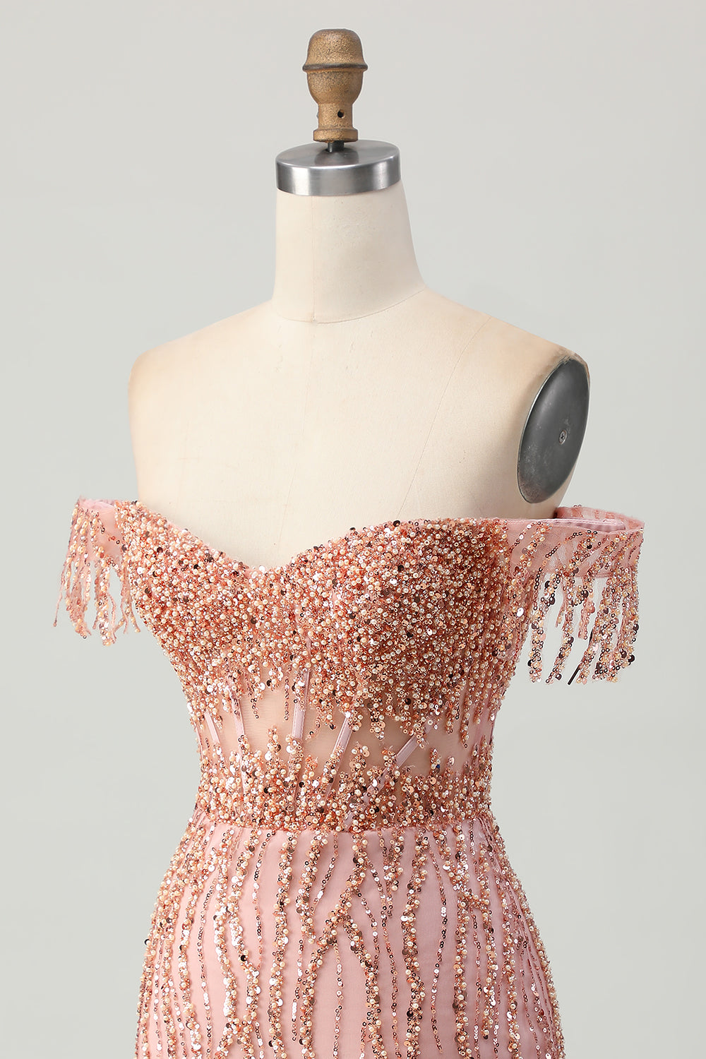 Dusty Rose Bodycon Off The Shoulder Korsett Kort Homecoming Klänning med Beading