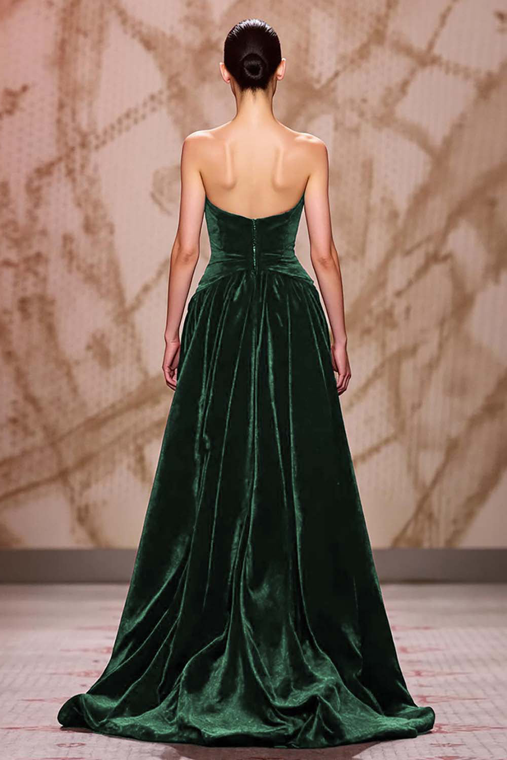 Sammet Mörkröd Älskling Lång Aftonklänning med Slits