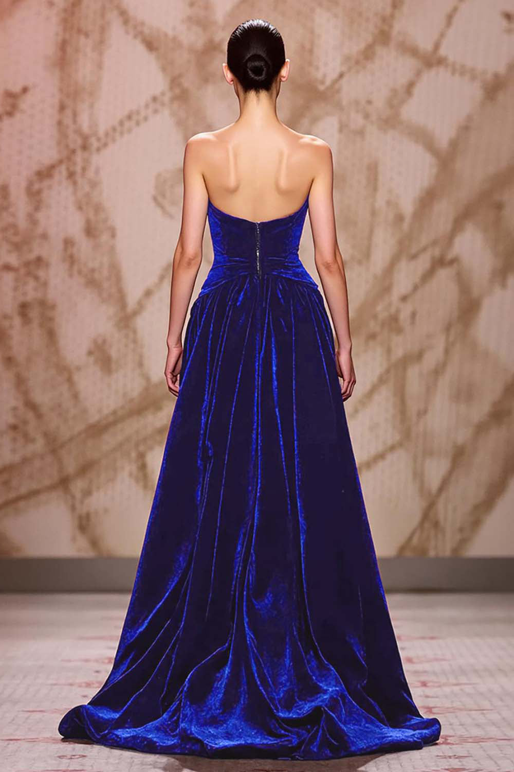 Sammet Mörkröd Älskling Lång Aftonklänning med Slits