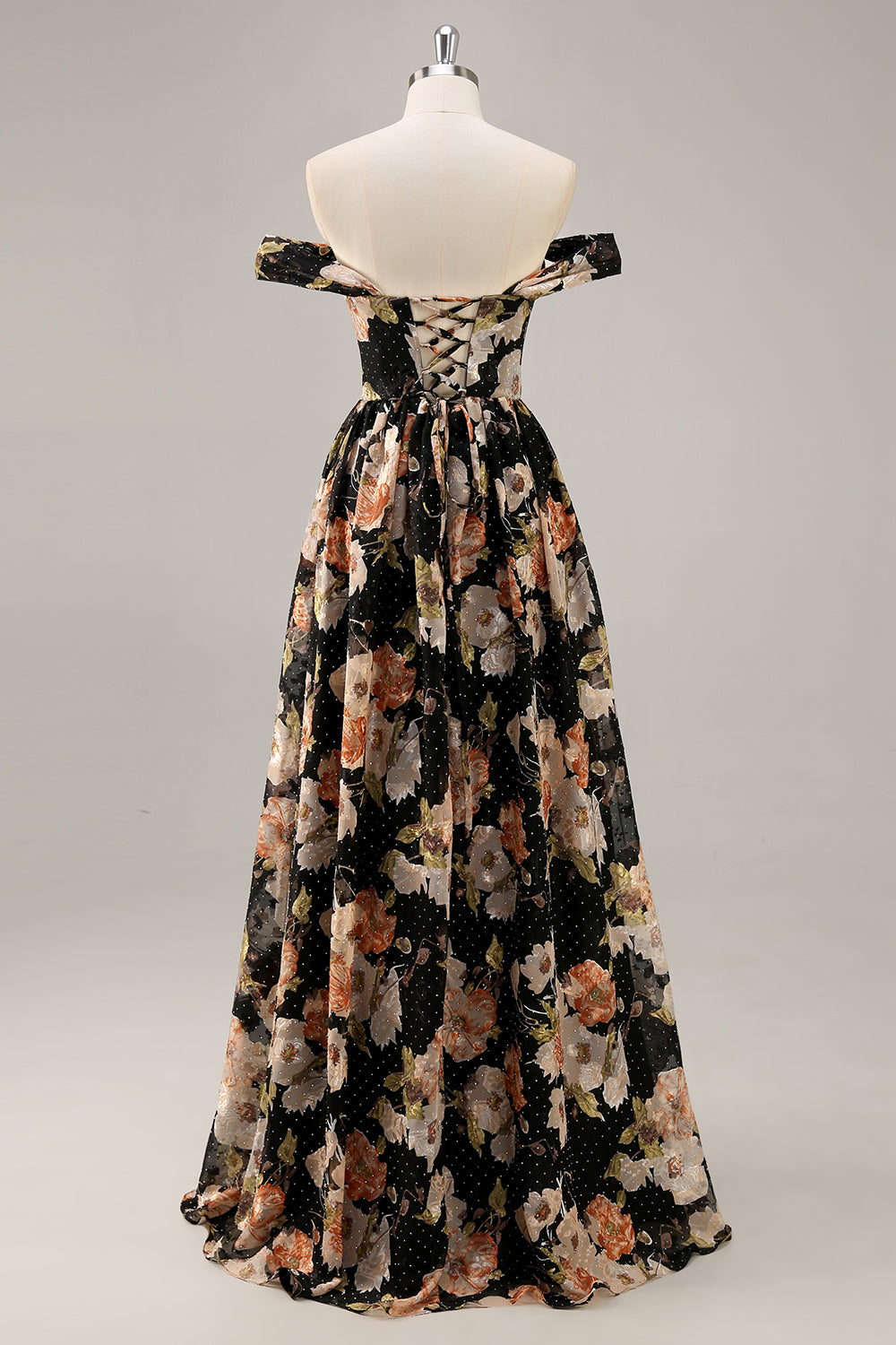 Glittrande svart blommig rynkad lång brudtärna klänning med pärlor