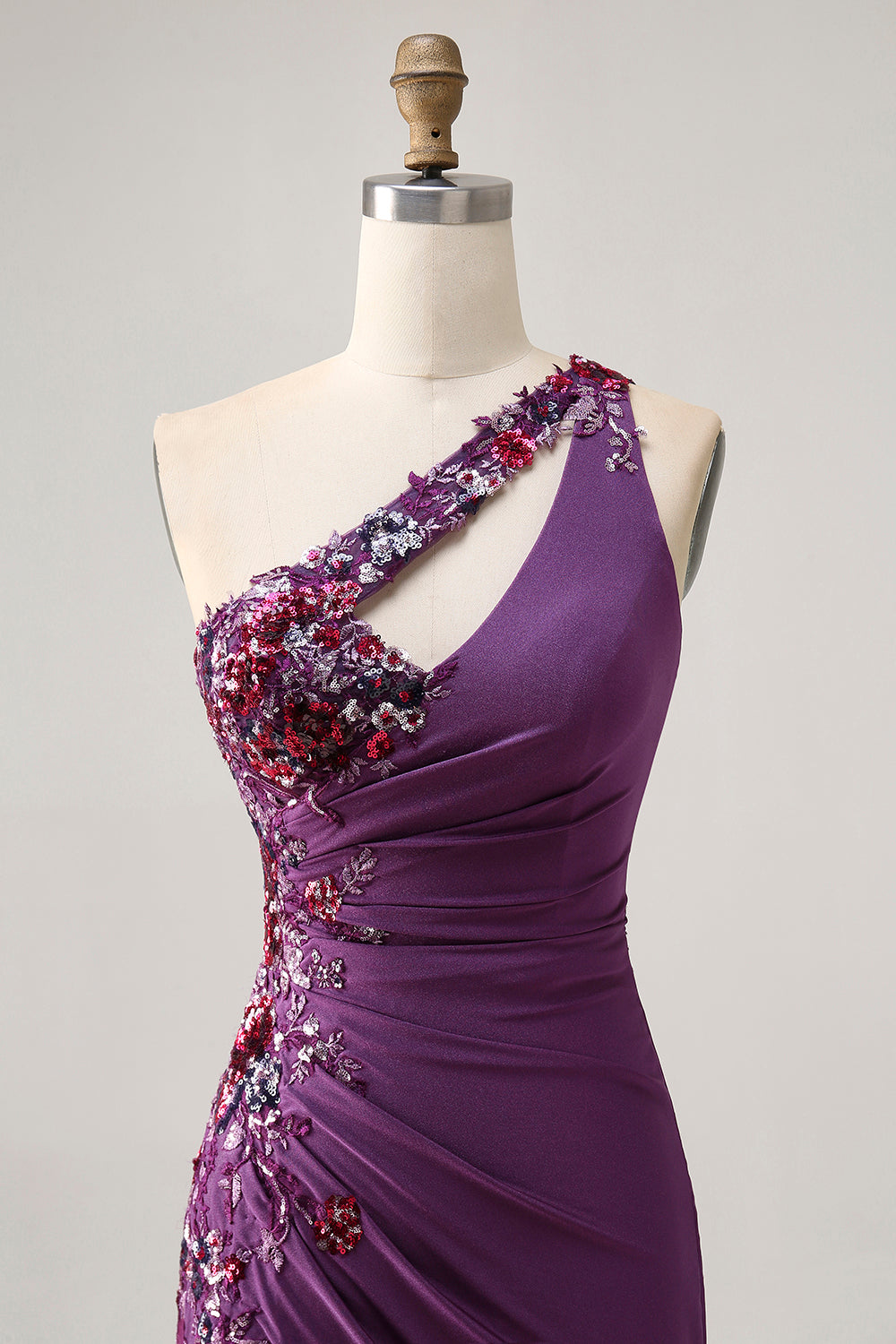 Mörklila One Shoulder Bodycon Homecoming Klänning med applikationer