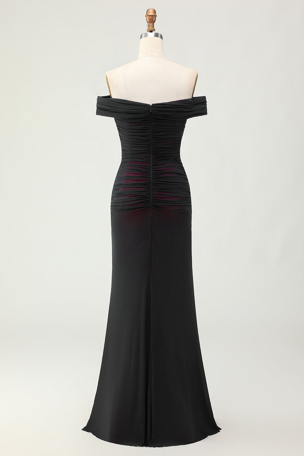 Off the Shoulder Slida Svart Rosa Brudtärna Klänning Med 3D Blomma