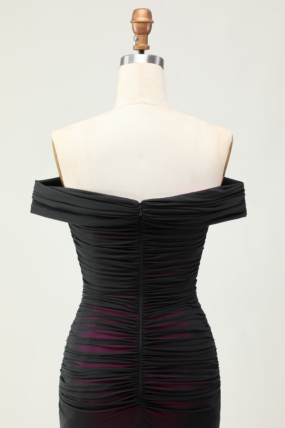 Off the Shoulder Slida Svart Rosa Brudtärna Klänning Med 3D Blomma