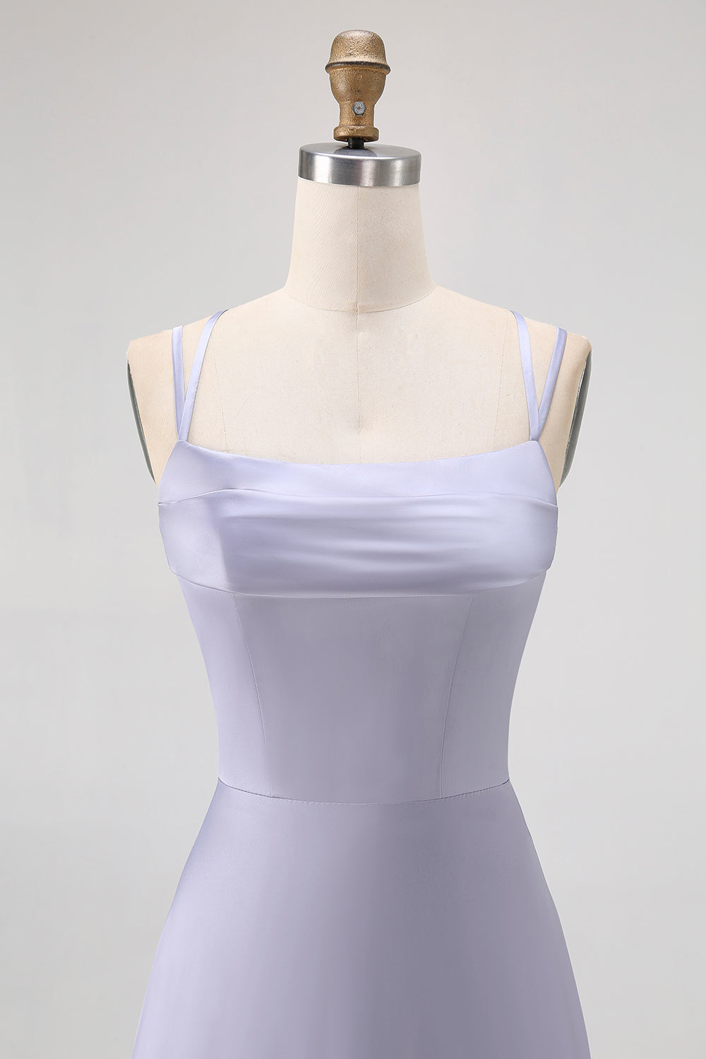 Dusty Blue A Line Lång brudtärneklänning med snörning tillbaka