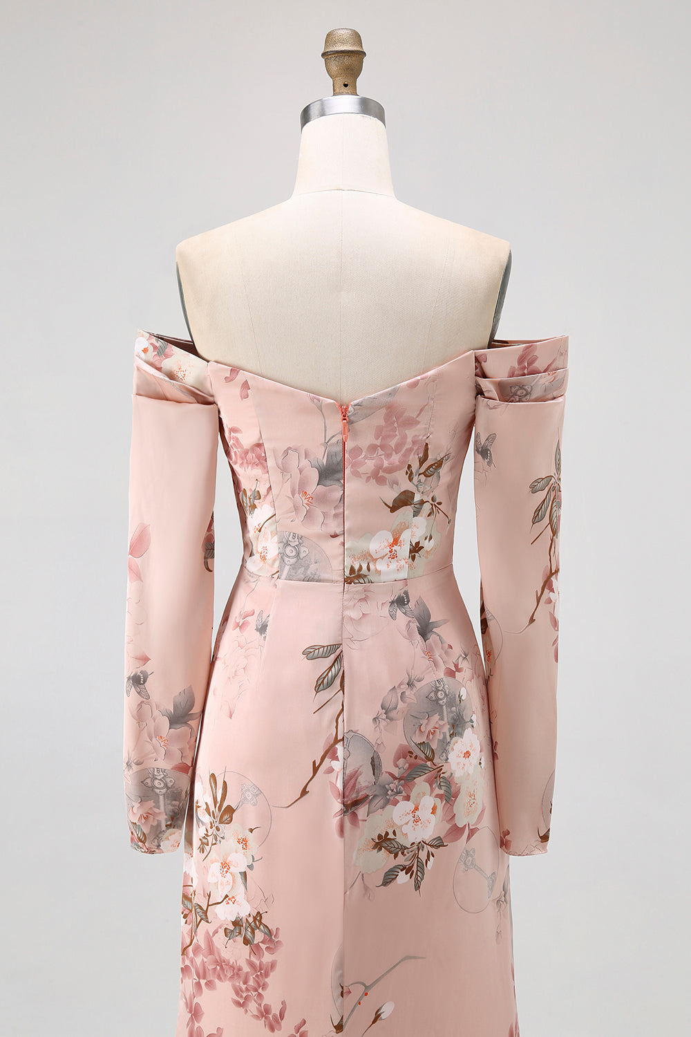 rodna blommig från axeln slida lång bröllop gäst klänning med slits