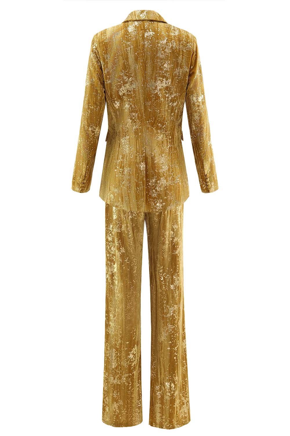 Glittrande Gul Peak Kavajslag 2 Delade Kvinnor Bal Kostymer med Ärmar