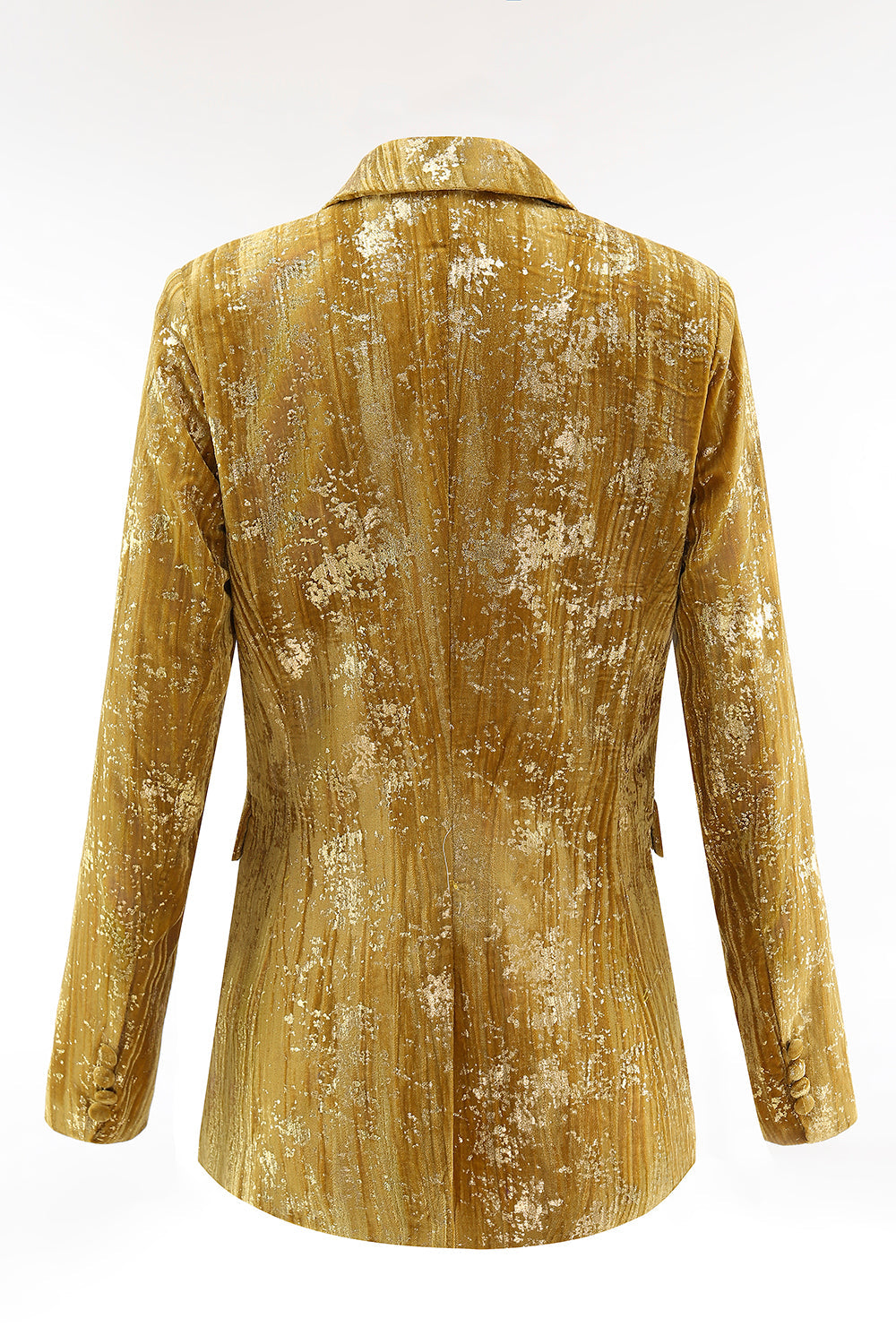 Glittrande Gul Peak Kavajslag 2 Delade Kvinnor Bal Kostymer med Ärmar