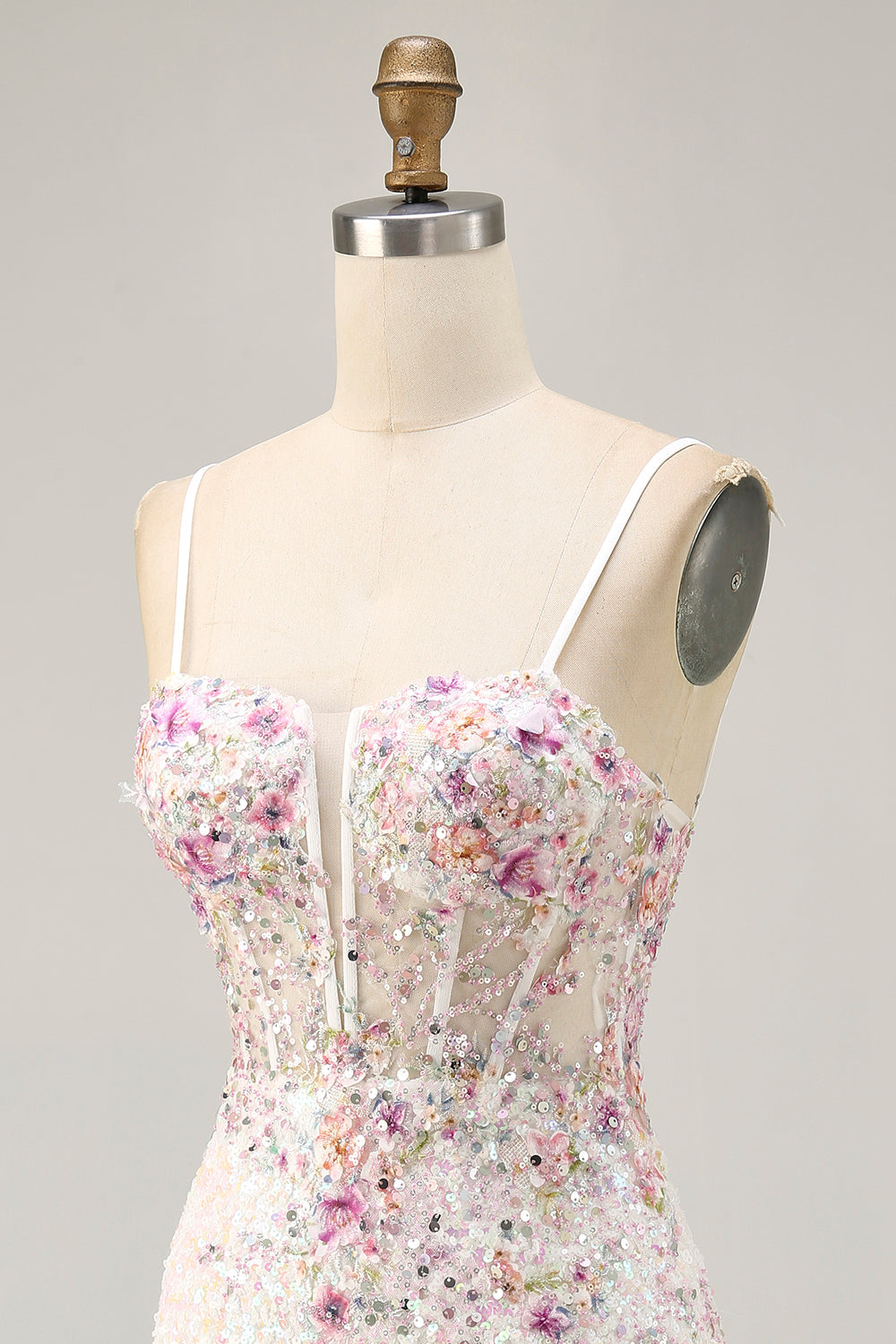 Glittrande Svart Rosa Blomma Bodycon Korsett Kort Homecoming Klänning med Paljetter