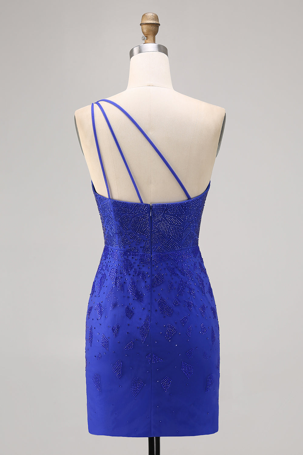 Royal Blue Bodycon Pärlstav One Shoulder Homecoming Klänning