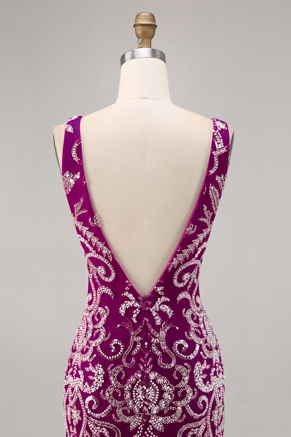 Glittrande Fuchsia pärlstav Bodycon Homecoming Klänning