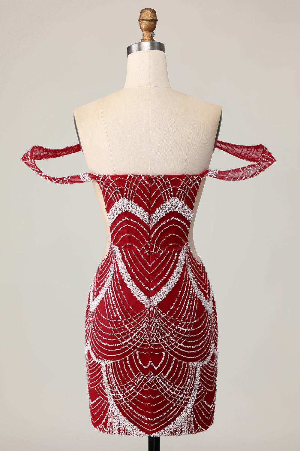 Off the Shoulder Bodycon Röd Homecoming Klänning med Paljetter