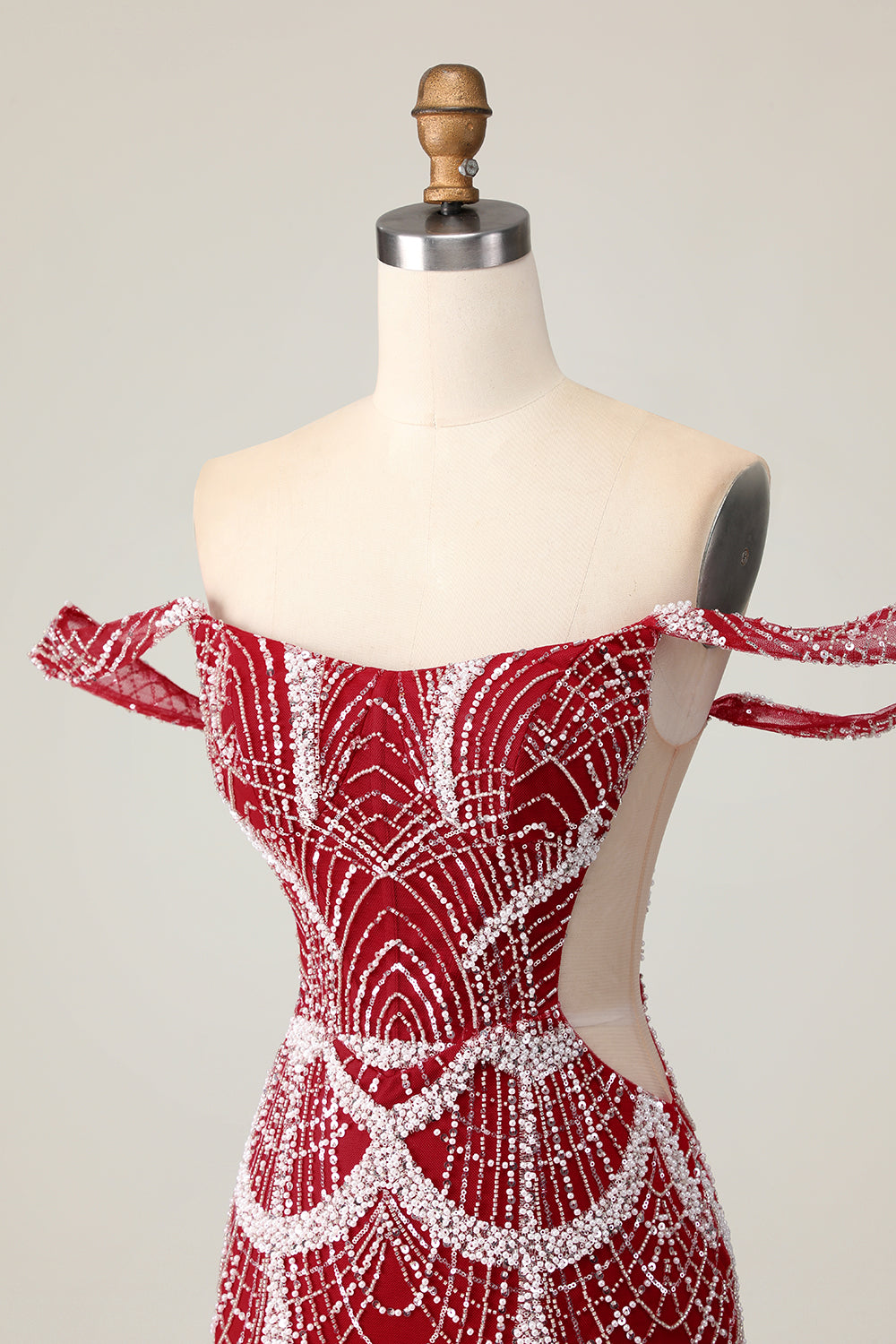 Off the Shoulder Bodycon Röd Homecoming Klänning med Paljetter