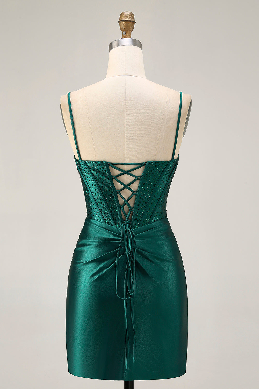 Mörkgrön Korsett Bodycon Paljetter Satin Homecoming Klänning