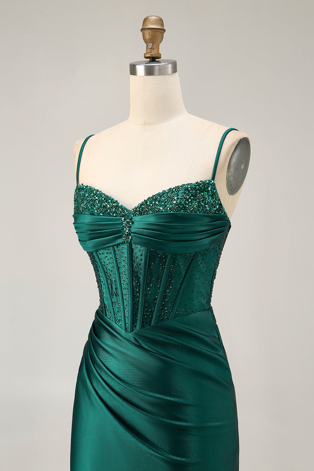 Mörkgrön Korsett Bodycon Paljetter Satin Homecoming Klänning