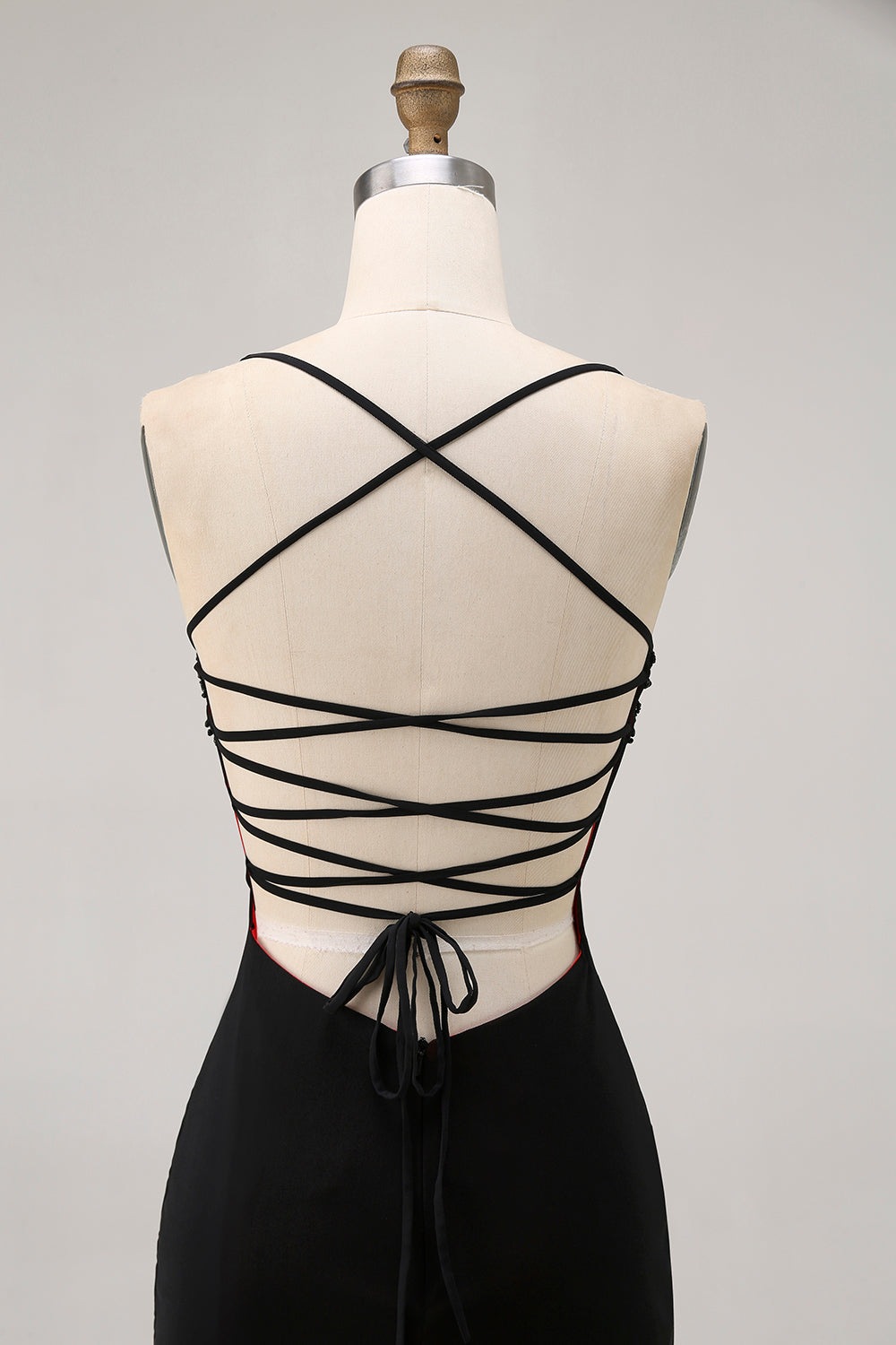 Svart Bodycon Spaghetti Straps Kort Homecoming Klänning med Beading
