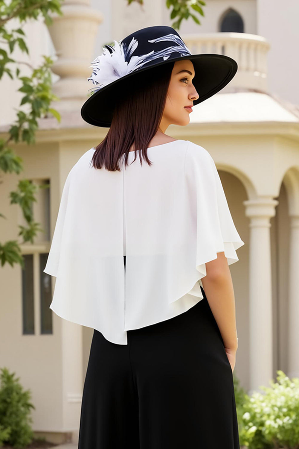 Svart Fyrkantig Hals En Linje Chiffong Bröllop Gäst Klänning