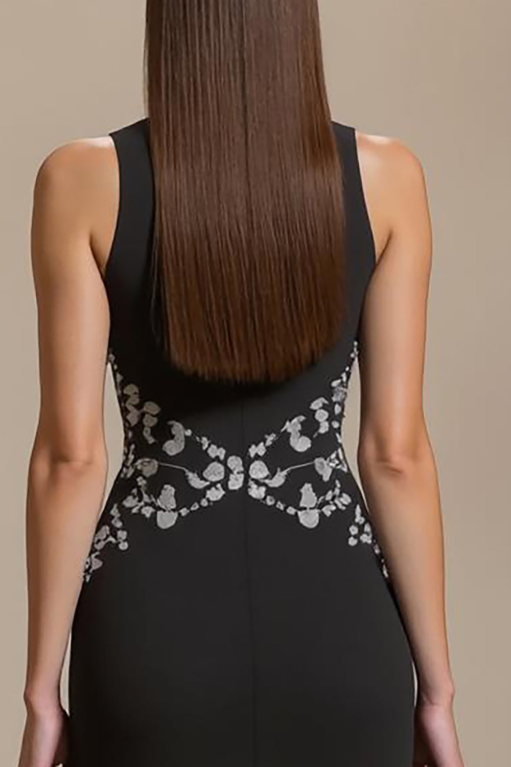 Crepe Bateau Neck Svart En linje Formell Klänning