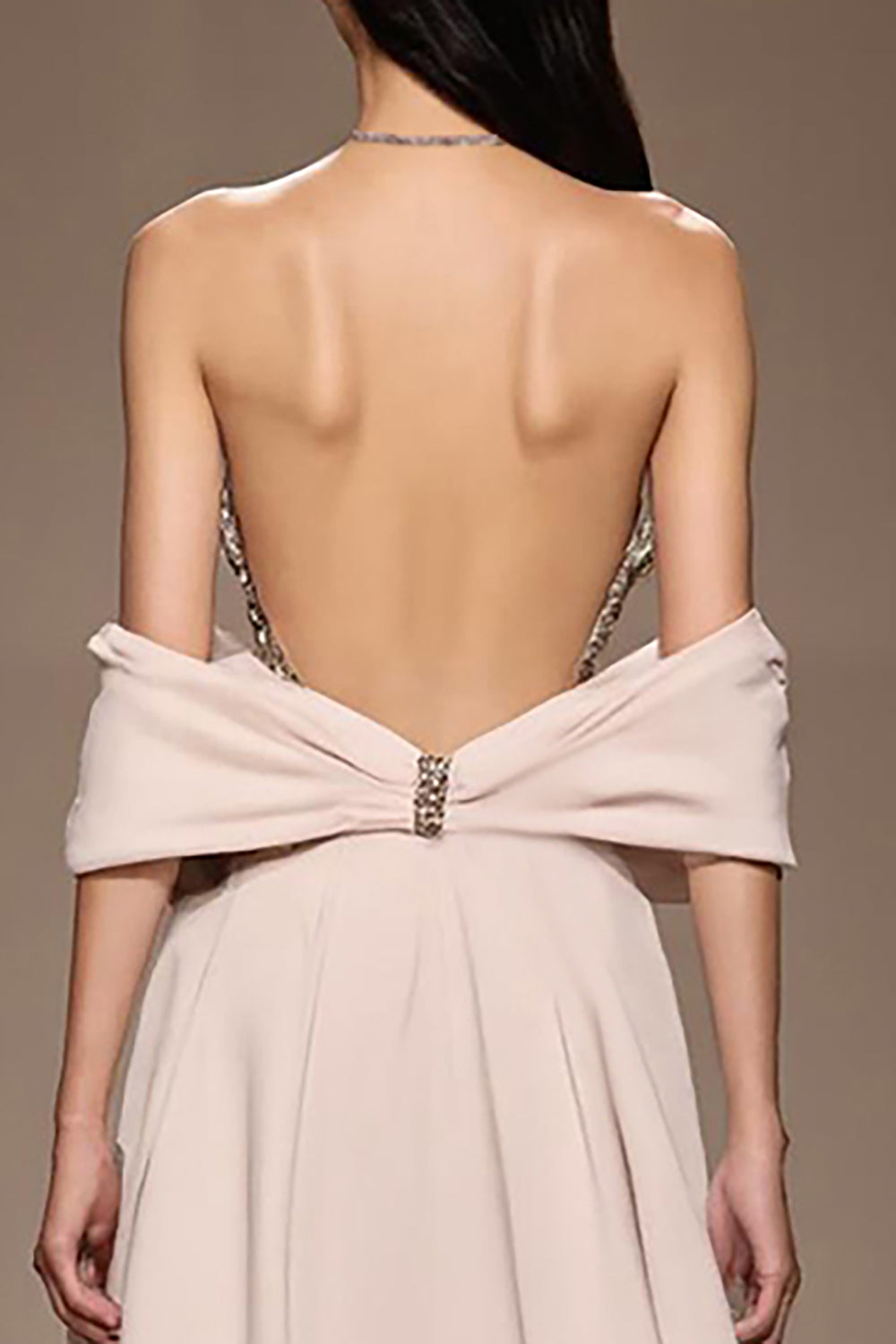 Elfenben Satin A-linje Kall Axel Lång Aftonklänning med Slits