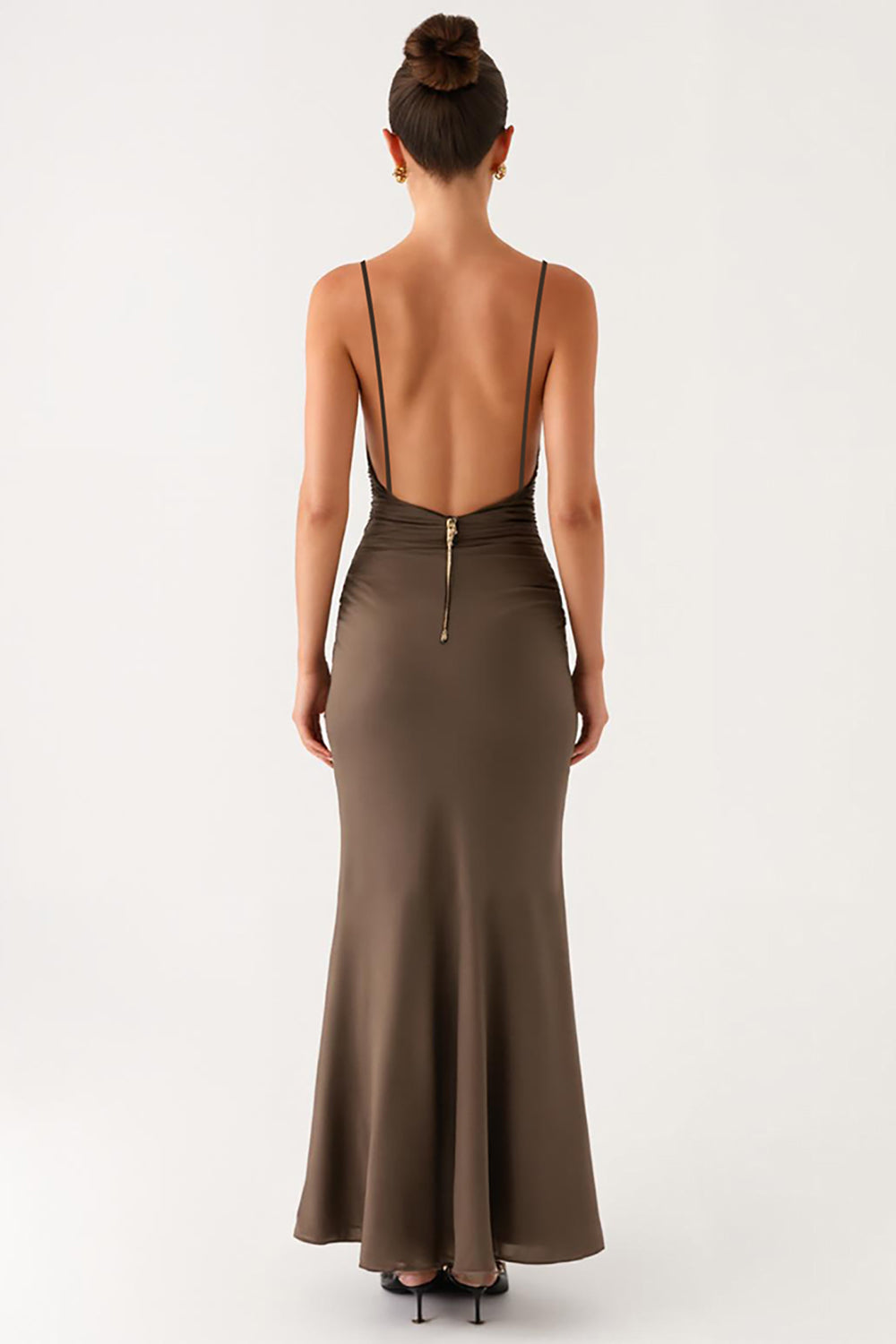 Sjöjungfru Grå Spaghetti Remmar Formell Klänning