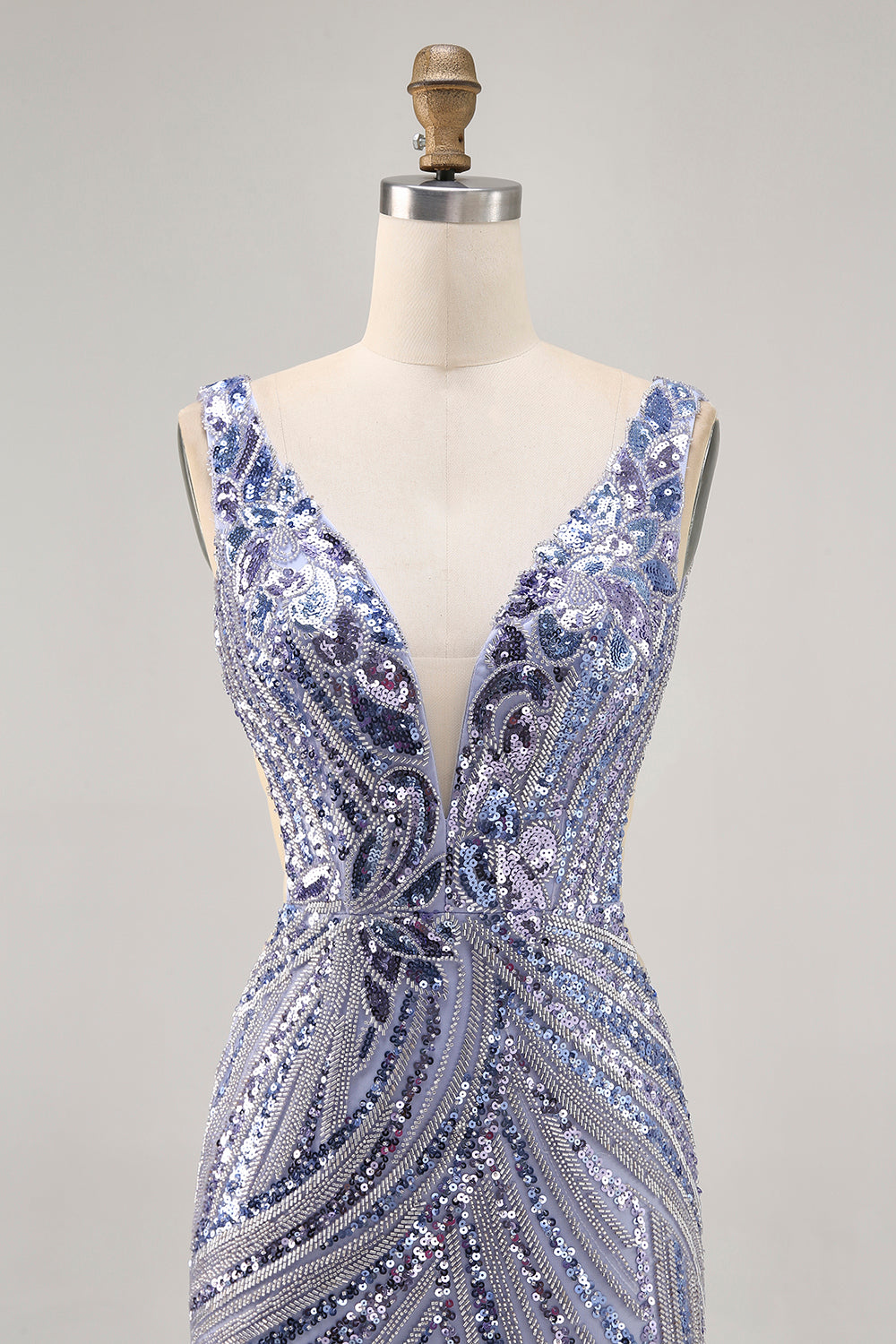 Glittrande lila V-ringad paljetter Bodycon Homecoming Klänning