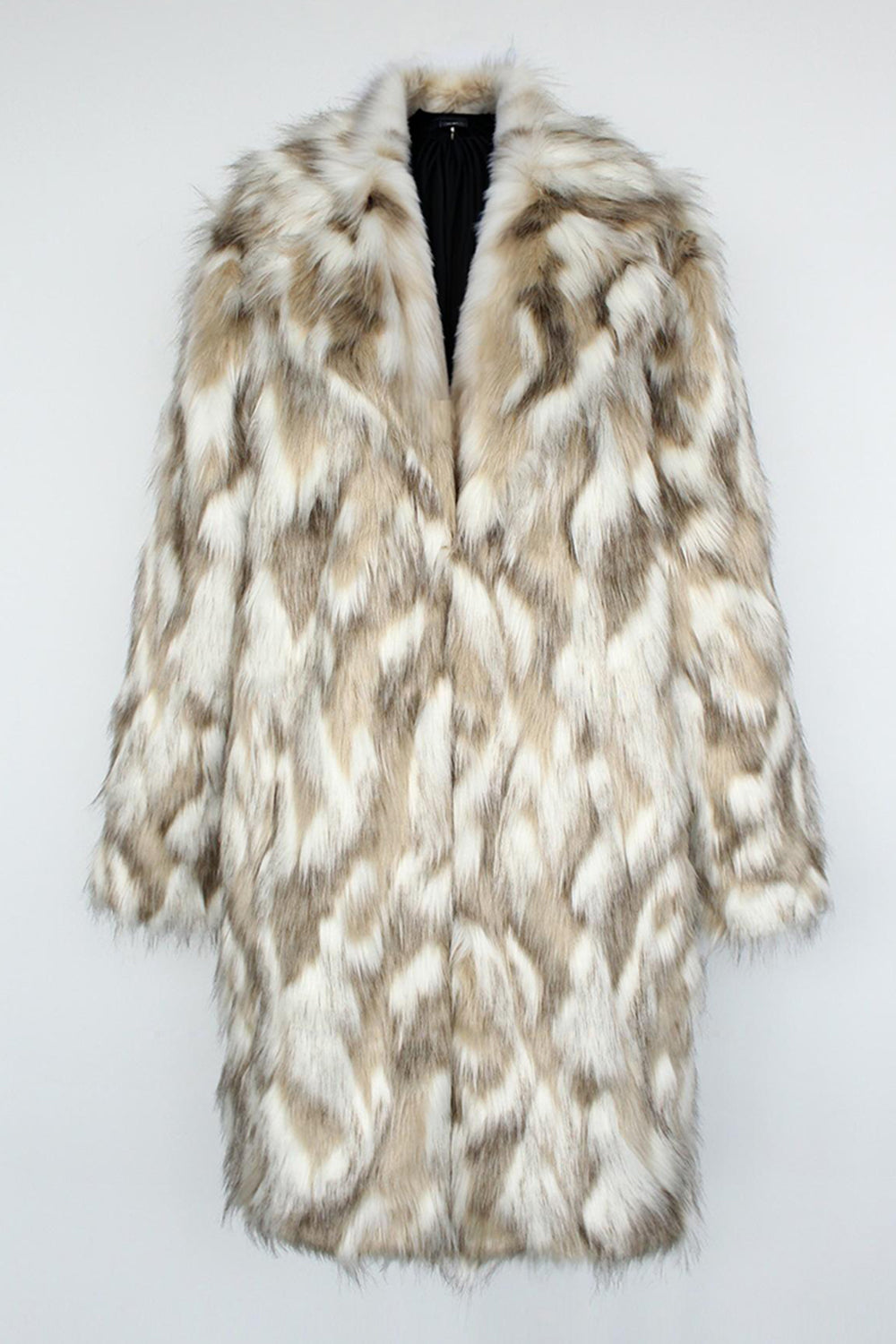 Grå fuskpäls skårade slag lång vinter mäns kappa