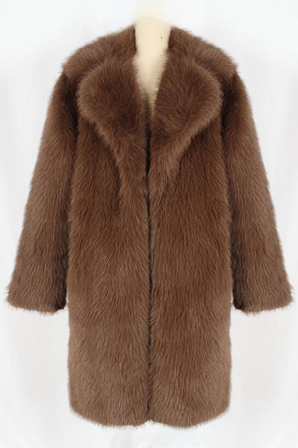 Brun Fuskpäls Notched Kavajslag Lång Mäns Vinter Kappa