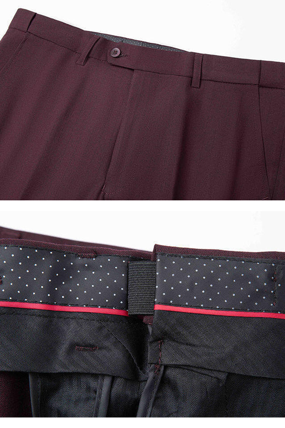 Mörkröd Notched Kavajslag 2-delade Herrkostymer