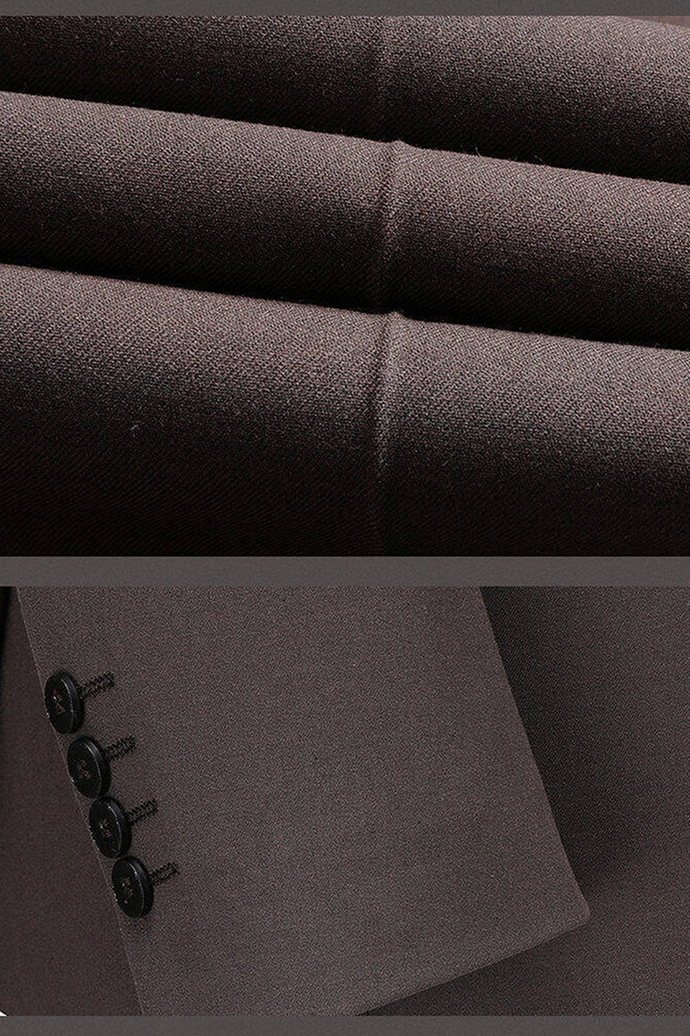 Coffee Notched Lapel Enkelknäppt Slim Fit Kostym