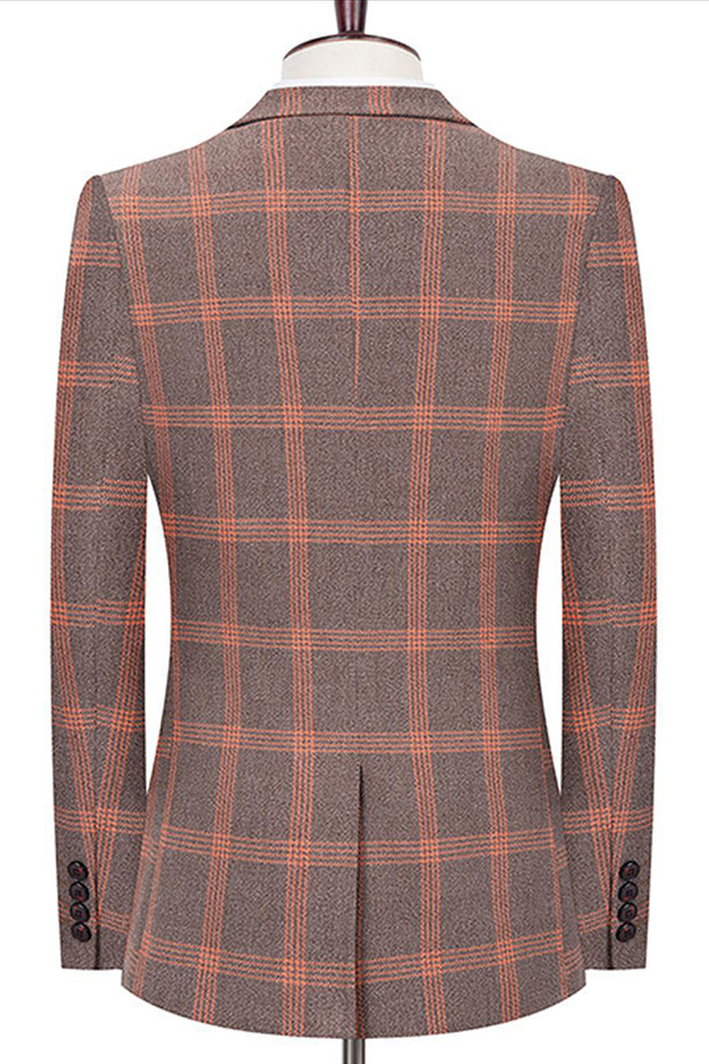 Blå Notched Kavajslag Slim Fit Rutiga Män Kostymer