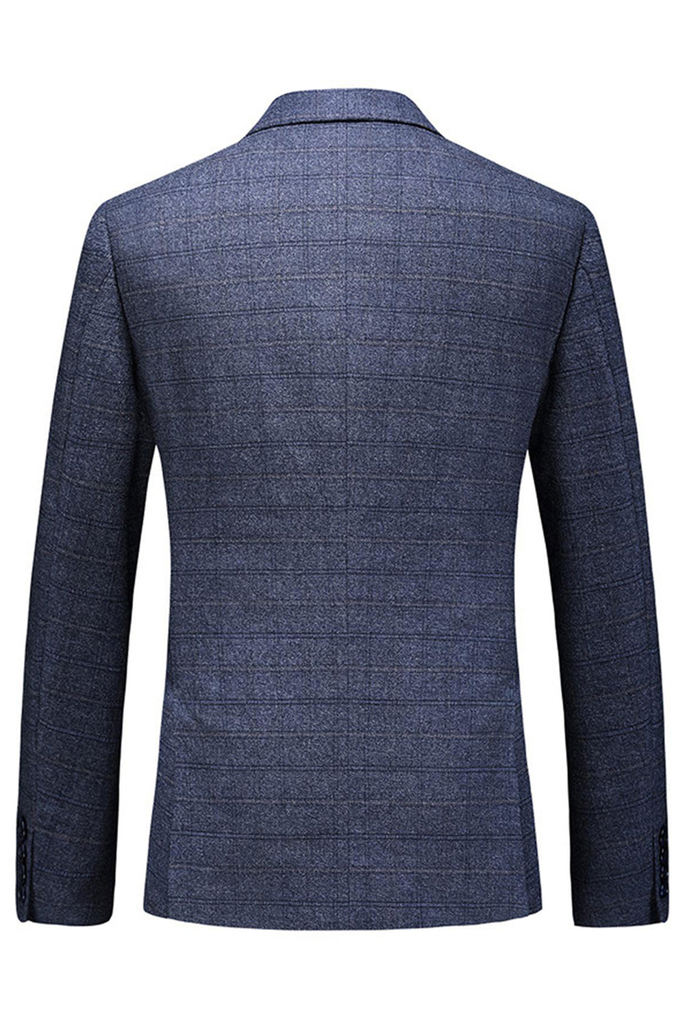 Mäns mörkblå rutiga skårade slag 3 stycken baldräkter